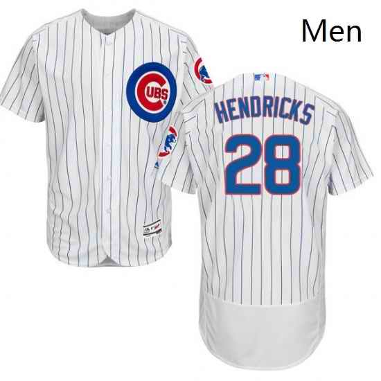 Mens Majestic Chicago Cubs 28 Kyle Hendricks White Home Flexbase Authentic Collection MLB Jersey